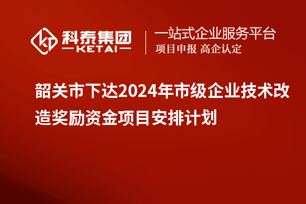 韶關市下達2024年市級企業(yè)技術改造獎勵資金項目安排計劃