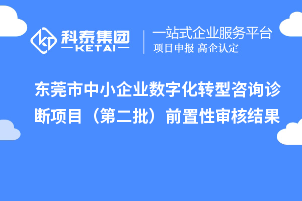 東莞市中小企業(yè)數(shù)字化轉(zhuǎn)型咨詢(xún)?cè)\斷項(xiàng)目（第二批）前置性審核結(jié)果