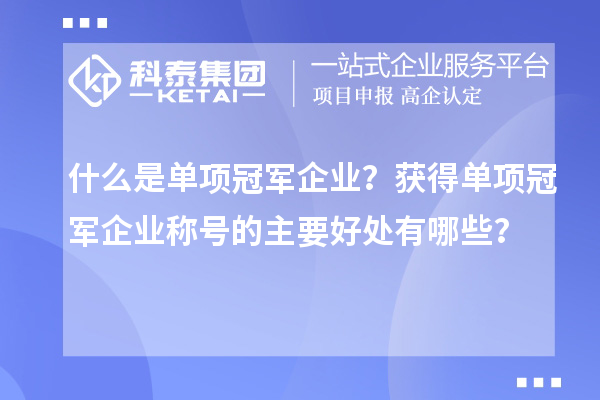 什么是單項冠軍企業(yè)？獲得單項冠軍企業(yè)稱號的主要好處有哪些？