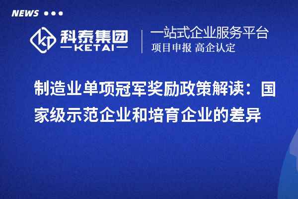 制造業(yè)單項冠軍獎勵政策解讀：國家級示范企業(yè)和培育企業(yè)的差異