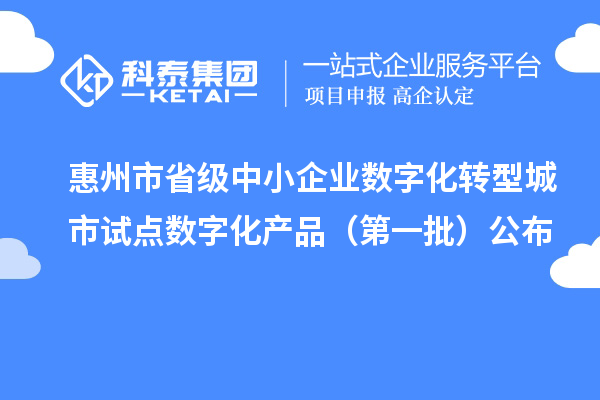 惠州市省級(jí)中小企業(yè)數(shù)字化轉(zhuǎn)型城市試點(diǎn)數(shù)字化產(chǎn)品（第一批）公布