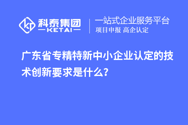 廣東省專精特新中小企業(yè)認(rèn)定的技術(shù)創(chuàng)新要求是什么？