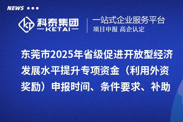 東莞市2025年省級促進開放型經濟發(fā)展水平提升專項資金（利用外資獎勵）申報時間、條件要求、補助獎勵