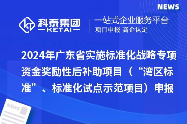 2024年廣東省實(shí)施標準化戰略專(zhuān)項資金獎勵性后補助項目（“灣區標準”、標準化試點(diǎn)示范項目）申報時(shí)間、條件要求