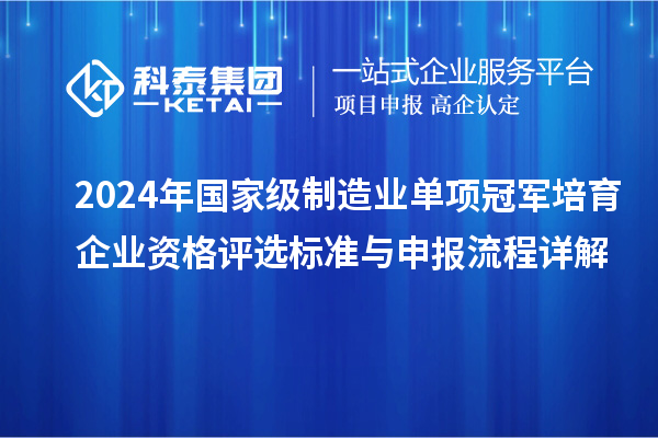 2024年國(guó)家級(jí)制造業(yè)單項(xiàng)冠軍培育企業(yè)資格評(píng)選標(biāo)準(zhǔn)與申報(bào)流程詳解