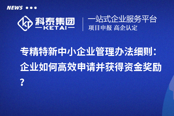 專精特新中小企業(yè)管理辦法細(xì)則：企業(yè)如何高效申請并獲得資金獎勵？