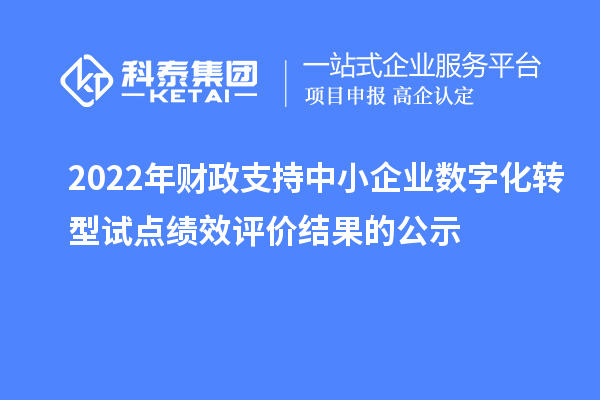2022年財(cái)政支持中小企業(yè)數(shù)字化轉(zhuǎn)型試點(diǎn)績(jī)效評(píng)價(jià)結(jié)果的公示