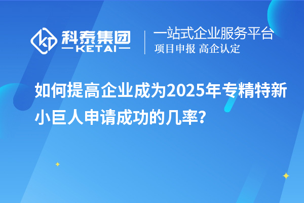 如何提高企業(yè)成為2025年專(zhuān)精特新小巨人申請成功的幾率？