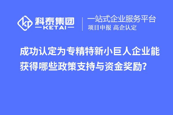 成功認(rèn)定為專(zhuān)精特新小巨人企業(yè)能獲得哪些政策支持與資金獎(jiǎng)勵(lì)？