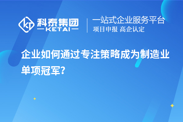 企業(yè)如何通過專注策略成為制造業(yè)單項(xiàng)冠軍？