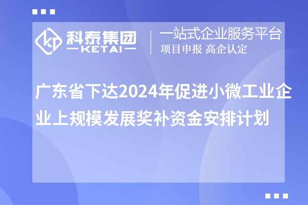 廣東省下達2024年促進(jìn)小微工業(yè)企業(yè)上規模發(fā)展獎補資金安排計劃