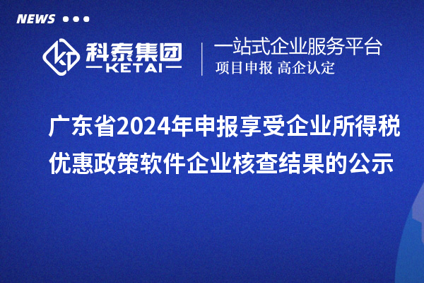 廣東省2024年申報享受企業(yè)所得稅優(yōu)惠政策軟件企業(yè)核查結果的公示