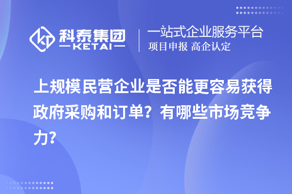 上規(guī)模民營(yíng)企業(yè)是否能更容易獲得政府采購(gòu)和訂單？有哪些市場(chǎng)競(jìng)爭(zhēng)力？