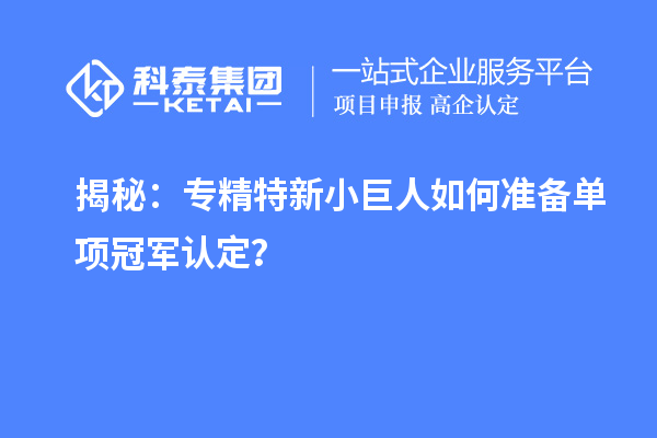 揭秘：專精特新小巨人如何準(zhǔn)備單項(xiàng)冠軍認(rèn)定？