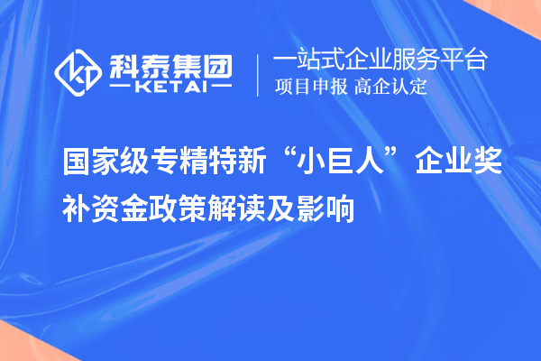 國(guó)家級(jí)專精特新“小巨人”企業(yè)獎(jiǎng)補(bǔ)資金政策解讀及影響