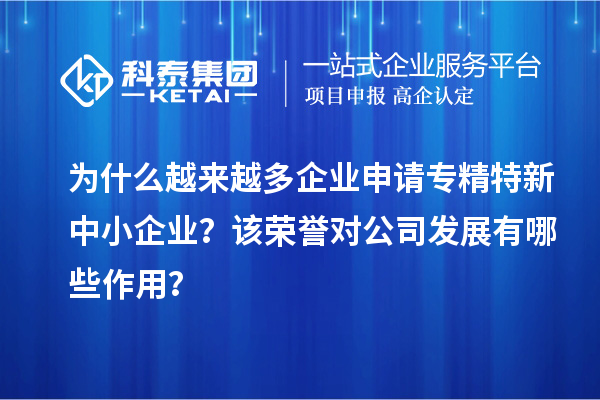 為什么越來越多企業(yè)申請(qǐng)專精特新中小企業(yè)？該榮譽(yù)對(duì)公司發(fā)展有哪些作用？