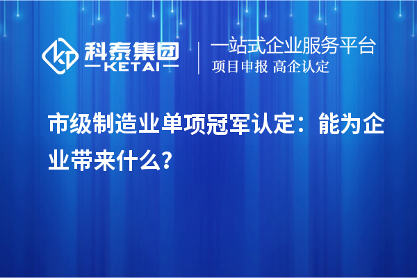 市級制造業(yè)單項冠軍認(rèn)定：能為企業(yè)帶來什么？