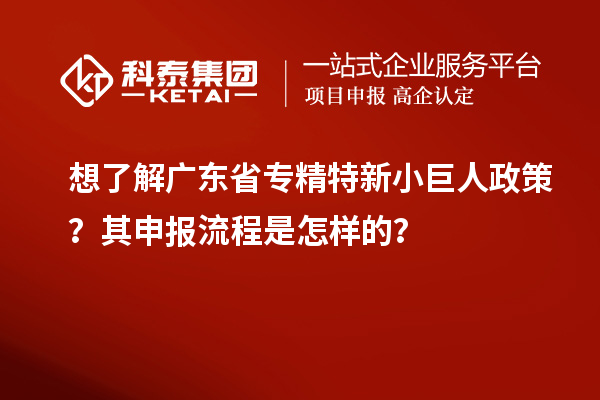 想了解廣東省專精特新小巨人政策？其申報(bào)流程是怎樣的？