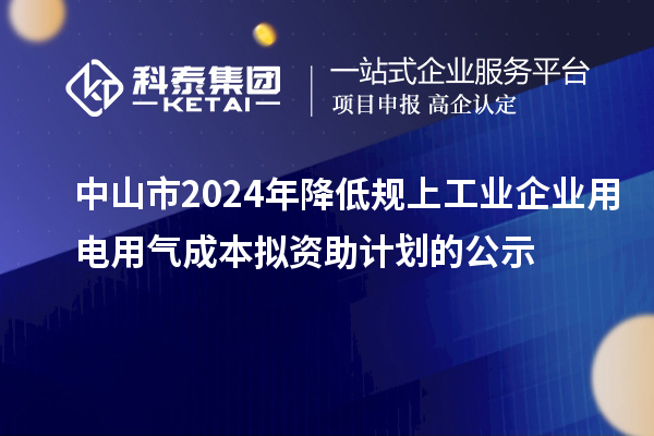 中山市2024年降低規(guī)上工業(yè)企業(yè)用電用氣成本擬資助計(jì)劃的公示