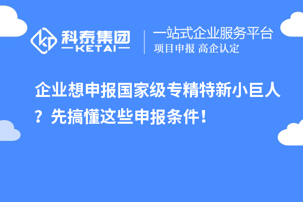 企業(yè)想申報國家級專精特新小巨人？先搞懂這些申報條件！