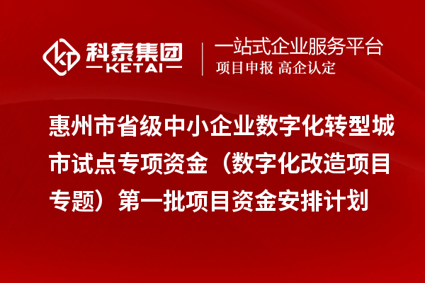 惠州市省級中小企業(yè)數(shù)字化轉(zhuǎn)型城市試點專項資金（數(shù)字化改造項目專題）第一批項目資金安排計劃