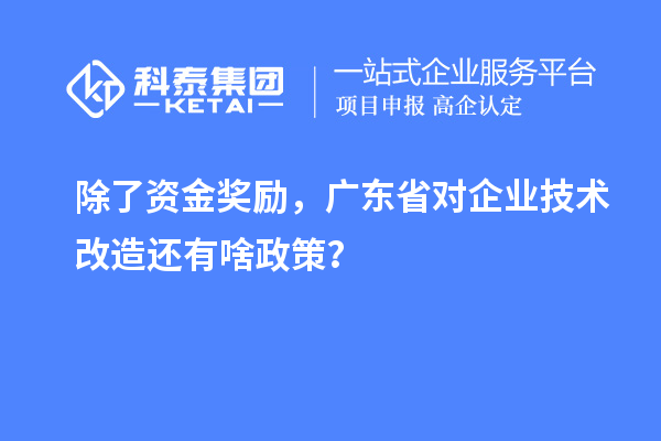 除了資金獎勵，廣東省對企業(yè)技術(shù)改造還有啥政策？