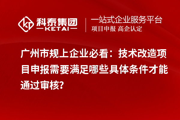 廣州市規(guī)上企業(yè)必看：技術(shù)改造項目申報需要滿足哪些具體條件才能通過審核？