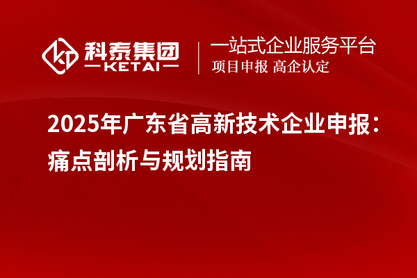 2025年廣東省高新技術(shù)企業(yè)申報(bào)：痛點(diǎn)剖析與規(guī)劃指南