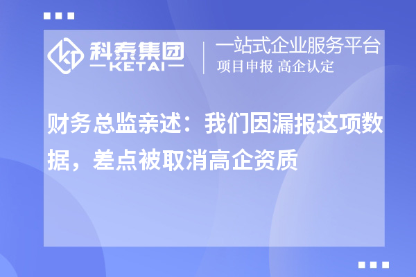 財務總監(jiān)親述：我們因漏報這項數(shù)據(jù)，差點被取消高企資質(zhì)