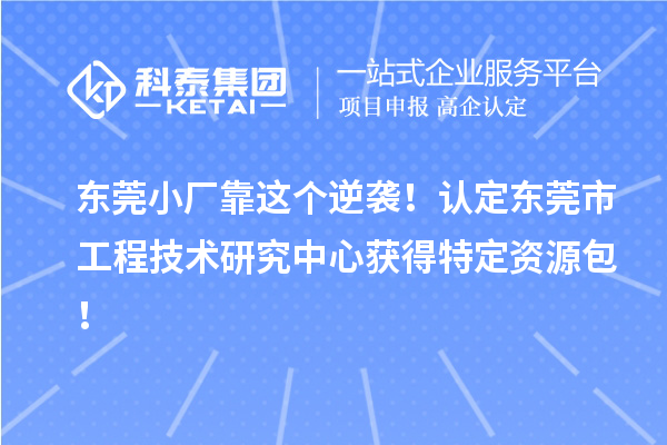 東莞小廠靠這個逆襲！認(rèn)定東莞市工程技術(shù)研究中心獲得特定資源包！