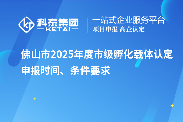 佛山市2025年度市級(jí)孵化載體認(rèn)定申報(bào)時(shí)間、條件要求