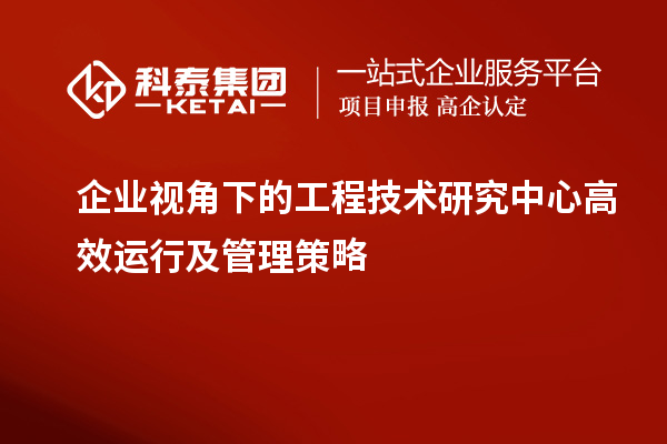 企業(yè)視角下的工程技術(shù)研究中心高效運行及管理策略